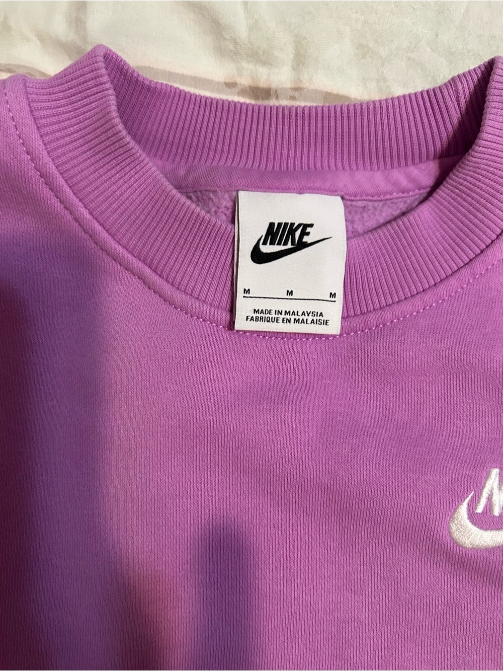 Nike Girl’s Pink/Purple Crewneck Sweatshirt with White Swoosh EUC M - Picture 3 of 4